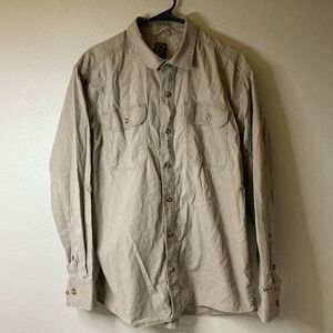 Noble Outfitters Cotton Button Up Shirt Large Tan Workwear Western Utility